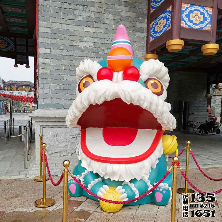 景區門口擺放卡通形象民間傳統玻璃鋼獅子雕塑 景區門口擺放卡通形象民間傳統玻璃鋼獅子雕塑