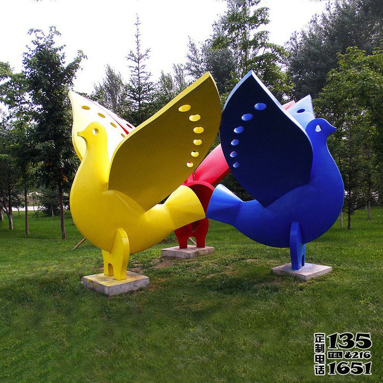 公園抽象仿真創意彩繪玻璃鋼鴿子雕塑 公園抽象仿真創意彩繪玻璃鋼鴿子雕塑