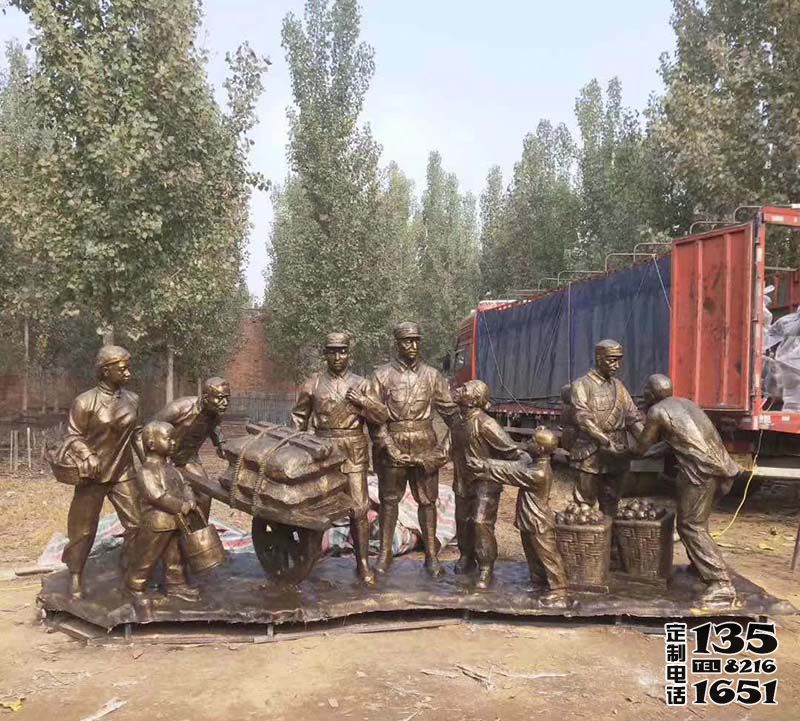 玻璃鋼仿銅景區園林送別八路軍雕塑 玻璃鋼仿銅景區園林送別八路軍雕塑