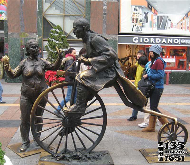古代人物戶外廣場創意景觀玻璃鋼仿銅騎車雕塑 古代人物戶外廣場創意景觀玻璃鋼仿銅騎車雕塑