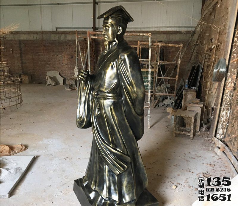 景區庭院仿銅玻璃鋼古代書法家王羲之雕塑 景區庭院仿銅玻璃鋼古代書法家王羲之雕塑
